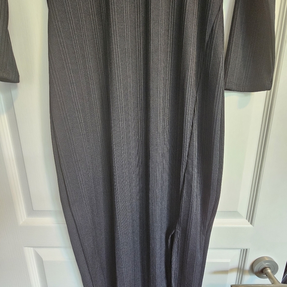 River Island Midi Ribbed Long Sleeve Bodycon Dress - Black, UK12 - Picture 3 of 3